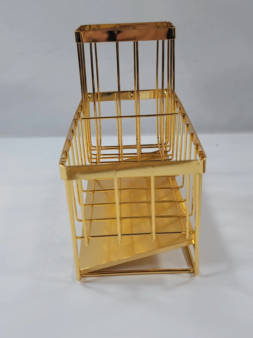 Gold Tone Sink Caddy Organizer with High Brush Holder Kitchen Countertop